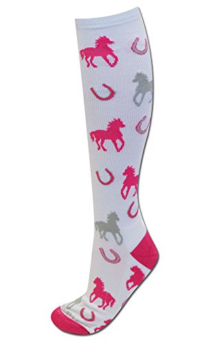 Sports Katz Equestrian Socks White/Hot Pink/Gray M/L