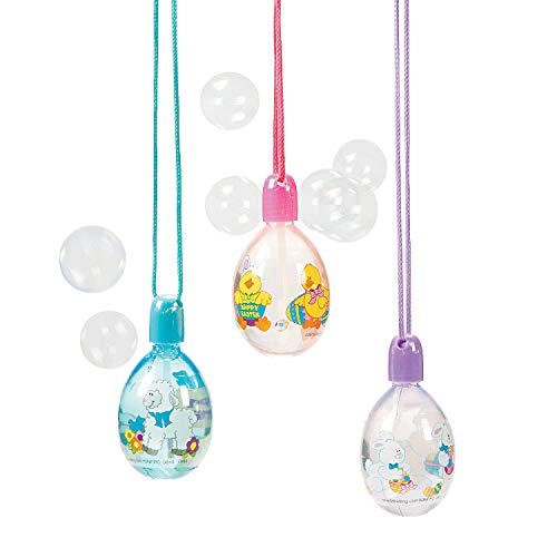 Fun Express Easter Egg Bubble Bottle Necklaces (set of 12) Easter Basket Toys