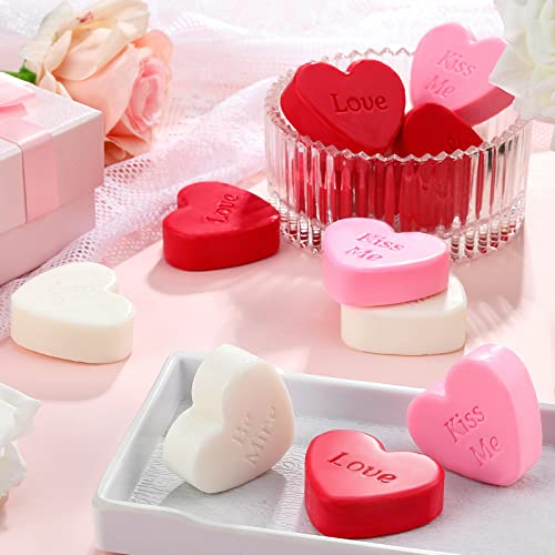 Jetec 24 Pcs Valentines Day Christmas Heart Soap 2 Inch Colorful Soaps Wedding Party Favors Valentines Day Gifts Mini Kiss Me Love Be Mine Handmade Bath Soaps Gifts for Bridal Baby Shower Guest