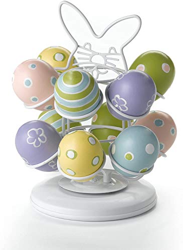 Nifty Easter Egg Carousel - White Powder Coat Finish, Spins 360-Degrees, Kitchen Centerpiece Display Stand, Decorative Egg Holder, Lazy Susan Platform