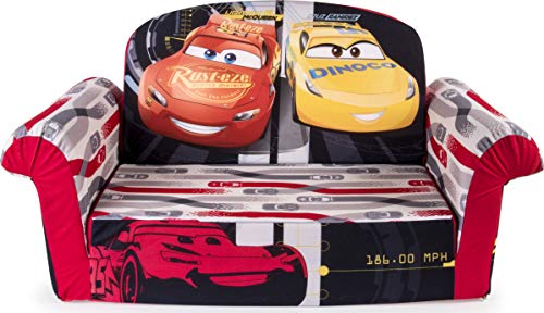 Marshmallow Furniture 2-in-1 Flip Open Foam Couch Bed Sleeper Sofa Kid's Furniture for Ages 18 Months and Up, Disney Pixar Cars 3