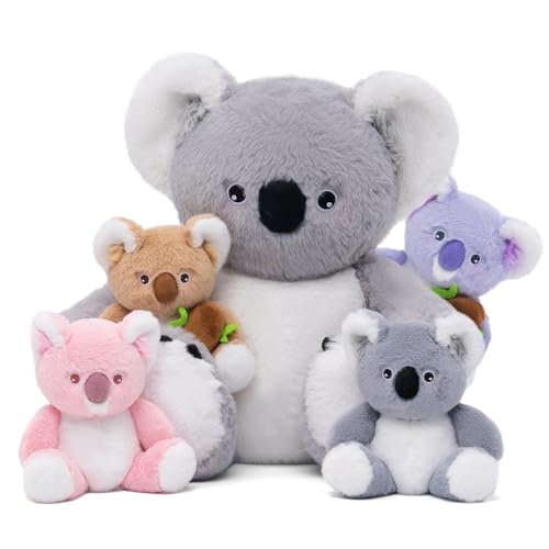 OUOZZZ Koala Stuffed Animals with Babies Inside 12' Koala Plush Toys with 4 Babies Koala - Gift Present Toys for Girls Boys Kids Toddler