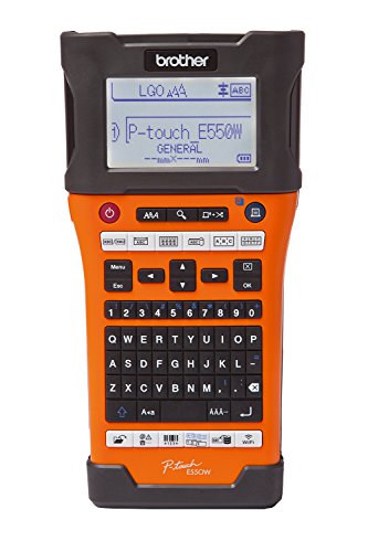 Brother PTE550W Handheld Industrial Label Printer with Wi-Fi and Auto-Cutter - Carry Case - 24mm Labels, Orange