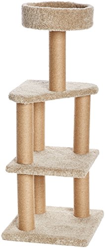 Amazon Basics - Cat Tree Indoor Climbing Activity Tower with Scratching Posts, multi-level, Large, 17.7' x 45.9', Beige