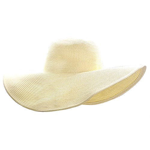 Ayliss Women Floppy Derby Hat Wide Large Brim Beach Straw Sun Cap (Style #1 Beige)