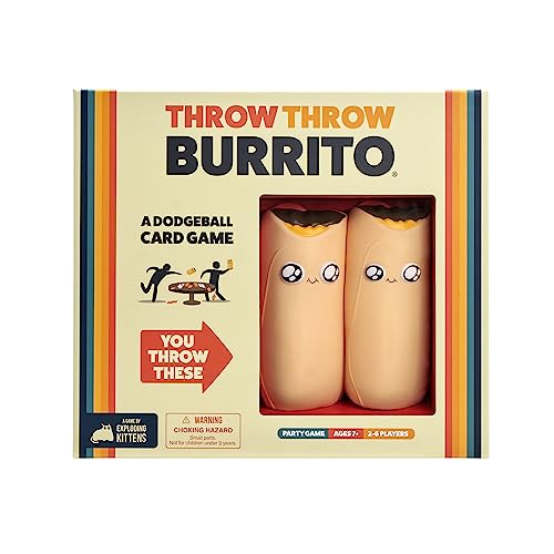 Exploding Kittens Presents Throw Throw Burrito - A Dodgeball Card Game - Family Card Games for Adults, Teens & Kids - 2-6 Players - Ages 7 and Up - 120 Cards