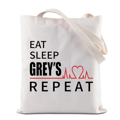 ZJXHPO Grey's Fans Gift Eat Sleep Grey's Repeat Makeup Bag TV Show Canvas Tote Bag Gift Doctor Tote Bag(Grey's Canvas Bag)