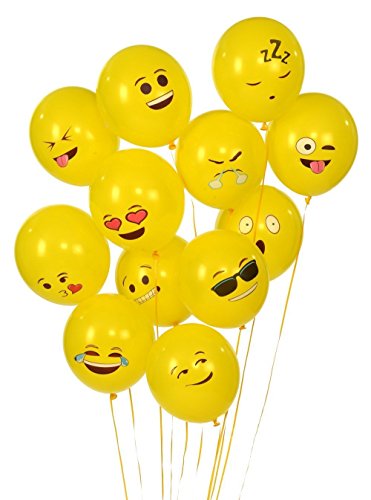 Emoji Universe Series One: Latex Emoji Smiley Face Balloons 72 Pack Yellow
