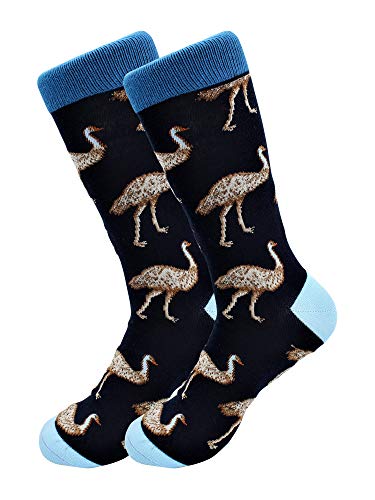 Real Sic Casual Designer Socks for Men and Women - Exotic Animal Series - Breathable and Lightwear Cotton (Emu)