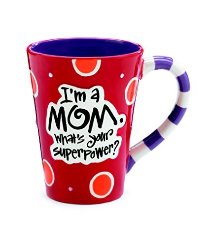 I'm A Mom, What's Your SuperPower?' 12oz Coffee Mug Great Gift for Mother (1, Red)