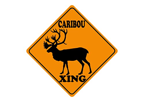 Caribou Xing Sign Crossing Warning Attention Slow Down Metal Tin Signs 12 X 12 Inches