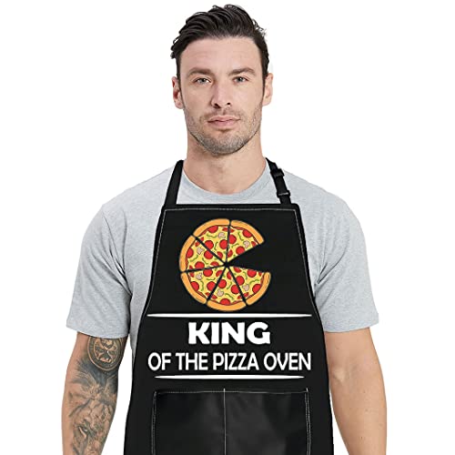 BWWKTOP Pizza Chef Apron Pizza Maker Apron Pizza Chef Gifts King Of The Pizza Oven Pizzeria Apron With Pocket For Chef Dad (King Of Oven)