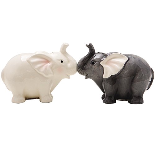 Pacific Giftware 1 X Ceramic Magnetic Salt and Pepper Shaker Set - Elephants They Kiss 8795