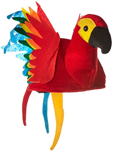 Beistle Unisex Plush Parrot Hat - Hawaiian Luau Party Supplies, Tropical Themed Headwear, Photo Booth Prop, Animal Cap, Novelty Hula Accessory, Bird Costume Dress-Up
