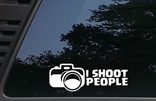 High Viz Inc I Shoot People - Photographer - 8 1/2 inches by 3 inches die Cut Vinyl Decal for Vehicles, Windows, Boats, Tool Boxes, laptops - virtually Any Hard Smooth Surface