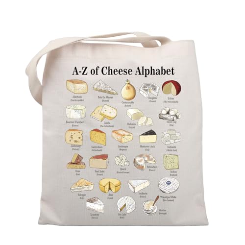 UJIMS Cheese Gifts for Women Cheese Alphabet Cheese Lover Tote Bag Sweet Food Lover Gifts Foodie Chef Baker Pastry Gifts (CheeseAlphabet)
