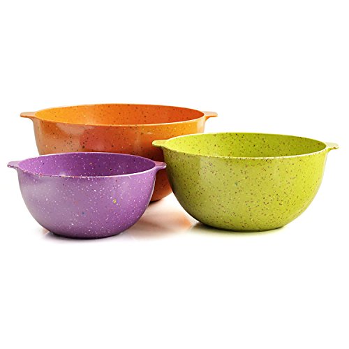 Zak Designs 3-Piece Sprinkles Mixing Bowl Set, 10-Inch, Orange/Kiwi and Orchid