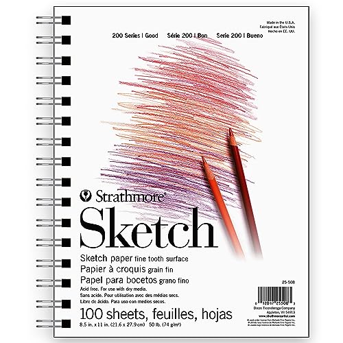 Strathmore 200 Series Sketch Pad, 8.5x11 inch, 100 Sheets, Side Wire - Artist Sketchbook for Drawing, Illustration, Art Class Students