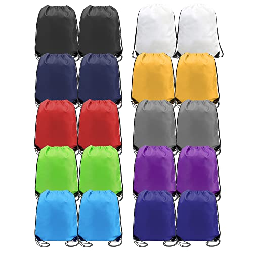BeeGreen Drawstring Backpack Bulk 20 Pack Wholesale Mixed Color, Drawstring Bags for Gym Sport Trip,Cinch Sack with String Machine Washable, DIY String Backpack for Women