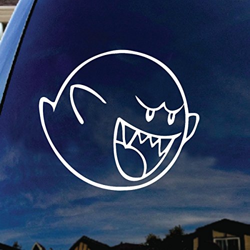 SoCoolDesign Mario Character Cartoon Boo Car Window Vinyl Decal Sticker 4' Wide (White)