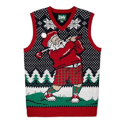 The Ugly Sweater Co. Christmas Sweater Vest - Tacky Holiday Designs to Stand Out - Snug Fit, Breathable Ugly Unisex Vest (Twilight, X-Large)