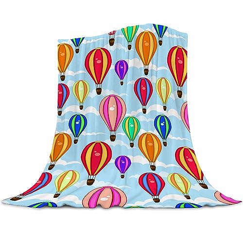 Cartoon Hot Air Balloon Blanket Flannel Throw for Kid Lightweight Cozy Couch Bed Soft and Warm Plush Blanket for Sofa and Bed 40'x50'