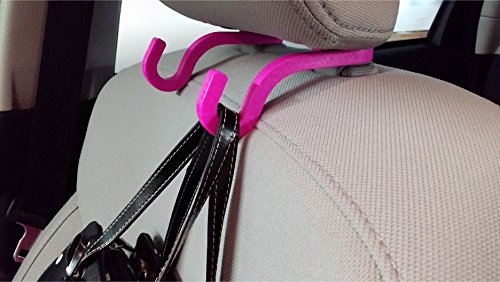 Handy Hooky Car Headrest Hook Purse Holder Hook Car Seat Hanger Storage Hooks Purse Bag Grocery Car Organizer Car Backseat Hooks Pink (2 Pack)