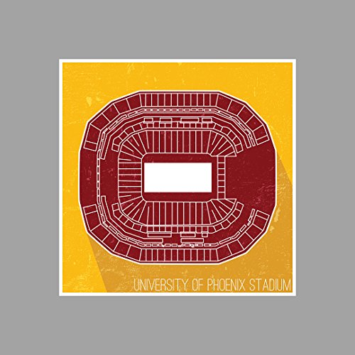 Artsy Canvas University of Phoenix Stadium - Football Seating Map - 18x18 Matte Poster Print Wall Art