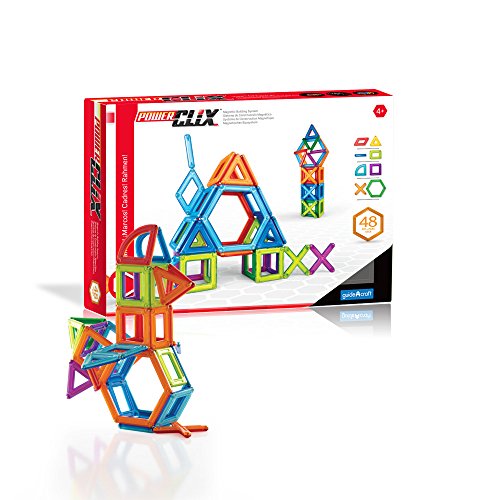 Guidecraft PowerClix Frames Magnetic Building Toys Set - 48 Piece, Stem Skills Development Toy