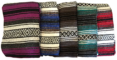 Prickly Octopus Large Hand Woven Mexican Blanket - Serape Blanket - Mexican Yoga Blanket - Assorted Colors (6'X4')