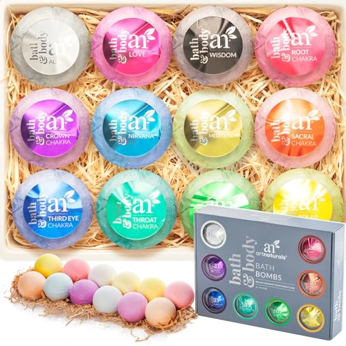 artnaturals Large Bath Bombs Gift Set kit â€“ (12 x 4 Oz / 113g) - Natural Handmade Essential Oil Spa Bubble Bath Bomb Balls Fizzies â€“ for Relaxation, Moisturizing, & Fun for Women, Kids, & Men