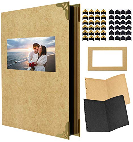 Scrapbook Photo Album 34 Black & Brown Sheets 8.5 by 11 in DIY Scrap Book Craft Paper