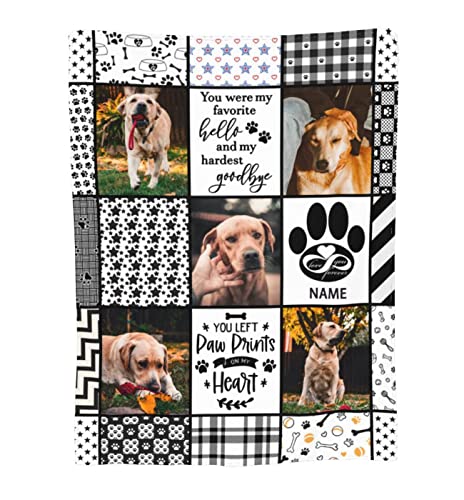 Funnylife Custom Dog Blanket, Personalized Blanket with Dog Photo Pet Picture Blanket Dog Memorial Gifts - Sympathy for Loss of Dog 30' x 40'