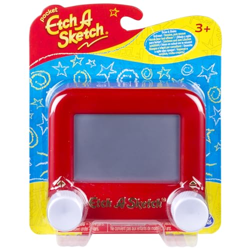 Etch A Sketch Pocket, Drawing Toy with Magic Screen, Pocket Travel Toy for Stocking Stuffer, Holiday, Birthday Gift for Kids Ages 3+ (Style May Vary)