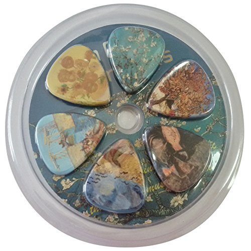 Creanoso Van Gogh Famous Paintings Guitar Picks (12-Pack) - Almond Blossom Sunflowers Series - Celluloid Medium - Best Stocking Stuffer Gifts for Men Women