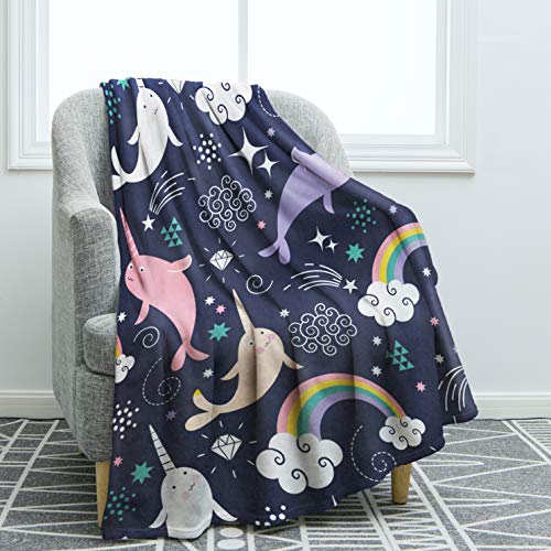 Jekeno Narwhals Gifts Blanket for Adult Kids, Narwhals Throw Blankets Gifts for Women Girls, Christmas Birthday Valentine's Day Animal Narwhals Decor Gifts for Home Bed Couch