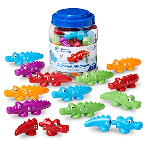 Learning Resources Snap-n-Learn Alphabet Alligators, Fine Motor Toy, 26 Double-Sidedpiece, Ages 18 Months +, Multicolor