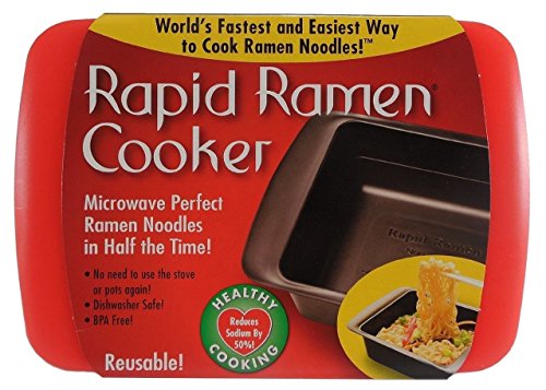 Rapid Ramen Cooker - Microwave Ramen in 3 Minutes - BPA Free and Dishwasher Safe (Red, 1-pack)