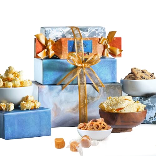 Broadway Basketeers Chocolate Food Gift Basket Tower Snack Gifts for Women, Men, Families, College, Delivery for Appreciation, Thank You, Get Well, Congratulations