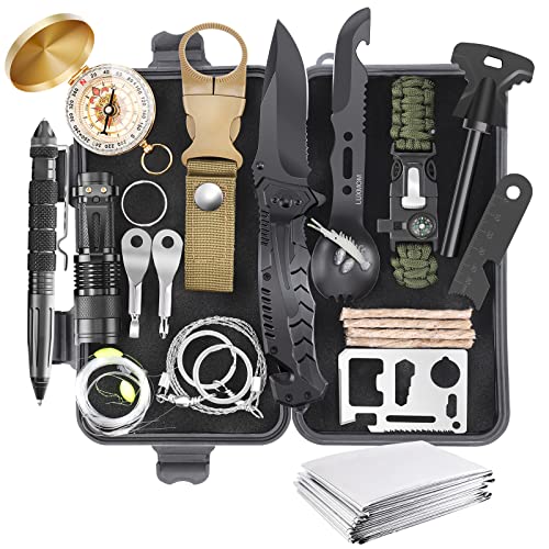 Gifts for Men Dad Husband Teenage Boy, Survival Kit 28 in 1, Survival Gear Tool Emergency Tactical Equipment Supplies Kits for Families Outdoors Camping Hiking Adventures