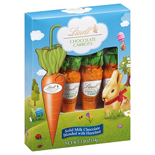 Lindt Chocolate Carrots, Solid Milk Chocolate Candy Blended with Hazelnut, 1.9 Oz Box