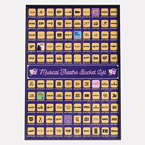 100 Musical Theater Shows Scratch Off Poster - Gift for Musical Theatre Fans & Broadway Lovers