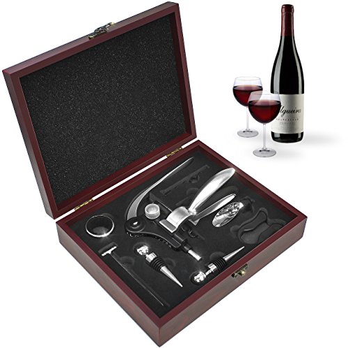 Sorbus Wine Opener Gift Set Corkscrew Kit— Deluxe 9 Pieces Wine Tool Set Includes:Corkscrew Opener, Wine Stoppers, Corkscrews, Thermometer, Foil Cutter, Pourer/Stopper, Drip Ring-For Any Occasion!