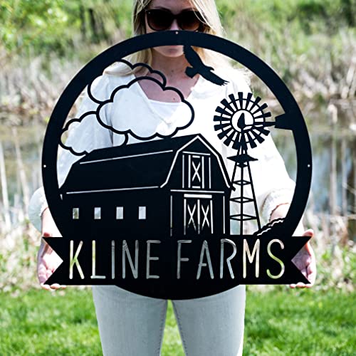 Personalized Farm Sign | Metal Barn Windmill Sign | Custom Ranch Decor | Barn Art | Large Rustic Sign | Personalized Wedding Gift | Outdoor Barn Sign | Boho Decor | Family Farm Sign | Metal Wall Art