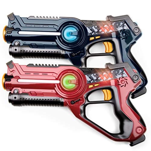 USA Toyz Laser Tag Toy Guns for Boys and Girls - 2pk Kids Toys Multiplayer Shooting Game Set w/ 2 Lazer Tag Guns for Kids and Adults (Black and Red)