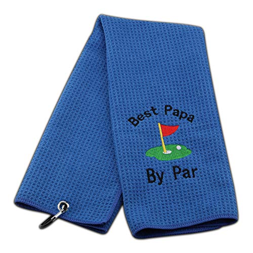 JXGZSO Dad Golf Towel Embroidered Golf Towel Gift Golf Father Gift Embroidered Golf Towel with Clip (-best papa by par)