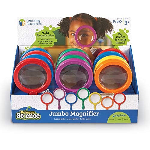 Learning Resources Jumbo Magnifier, Set of 12, 4.5 Dia Lens, 8 L Frame, XL