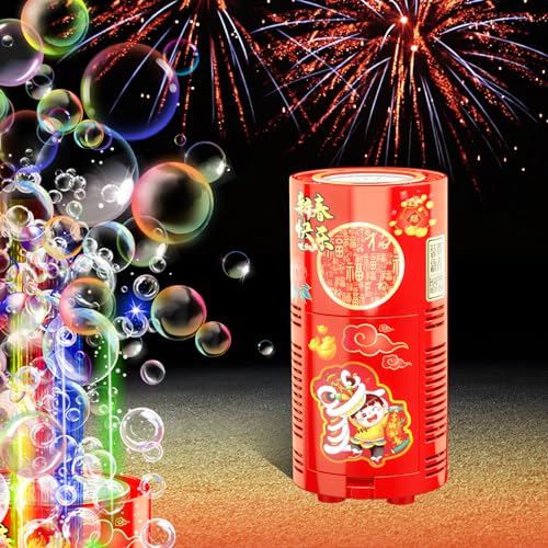 Fireworks Bubble Machine (13 Holes) with Dazzling RGB LED Lights, Automatic Sparklers Bubbles Toy, Bubble Blower for Kids Toddlers, Party Birthday Wedding Christmas Chinese New Year Decorations