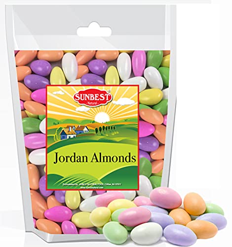 Sunbest Natural Jumbo Jordan Almonds, Assorted Pastel Colors, Boxed, Vegan, 15 Oz.