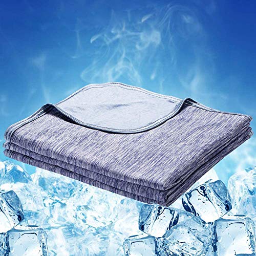 Cooling Blanket Keep Cool in Hot Summer, 51 X 67in Twin or Baby Size Blanket for Adults, Children, Babies Japanese Q-Max 0.4 Technology Arc-Chill Cooling Fiber, Breathable Comfortable All-Season-Blue